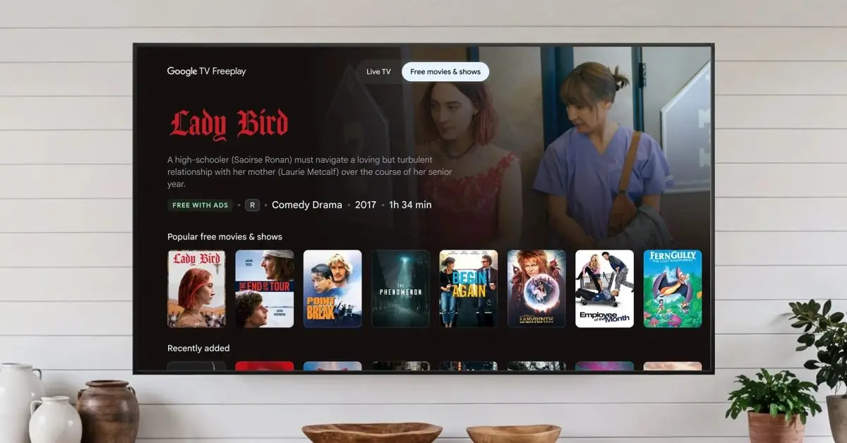 Google TV يضيف أكثر من 10,000 فيلم وبرنامج مجاني عند الطلب دون الحاجة لتطبيقات