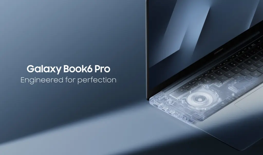 رسم توضيحي لغرفة التبريد البخاري داخل حاسوب Galaxy Book6 Pro