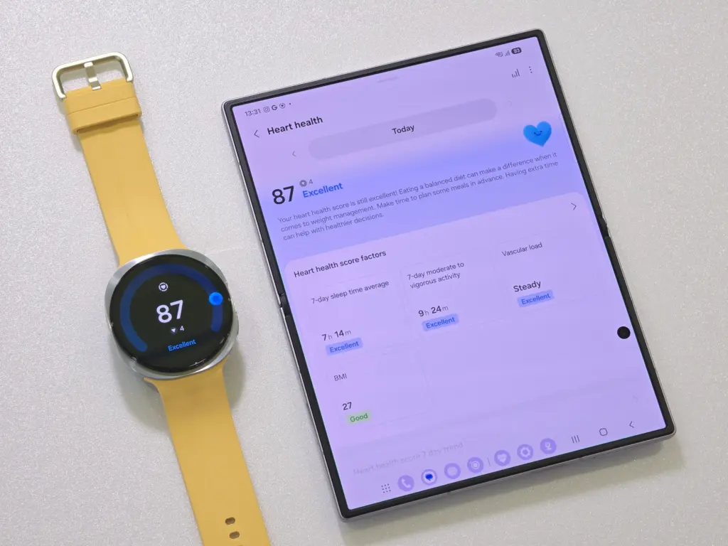 مؤشر صحة القلب على ساعة Galaxy Watch9 وجهاز لوحي