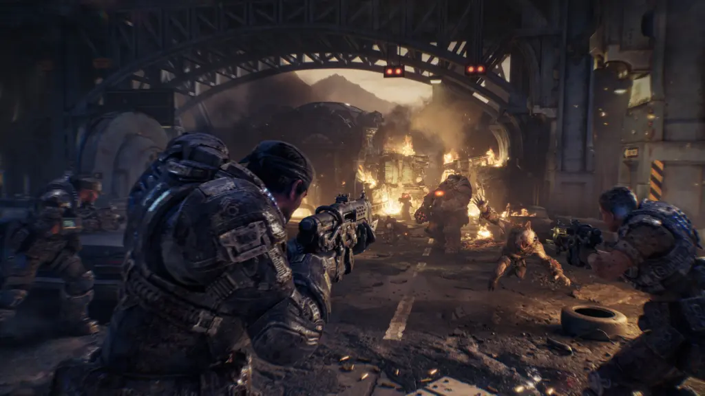 Marcus Fenix يطلق النار خلف ساتر في Gears of War: E-Day