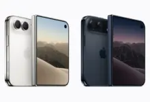 هاتف iPhone Duo القابل للطي باللونين الأبيض النجمي وسماء الليل