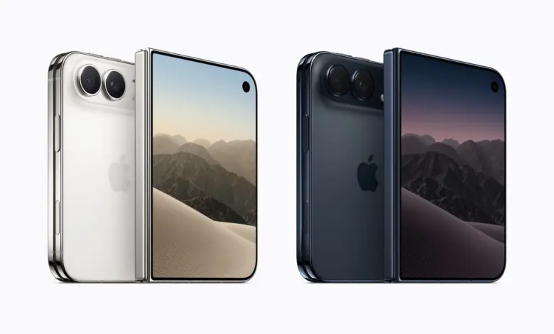 هاتف iPhone Duo القابل للطي باللونين الأبيض النجمي وسماء الليل