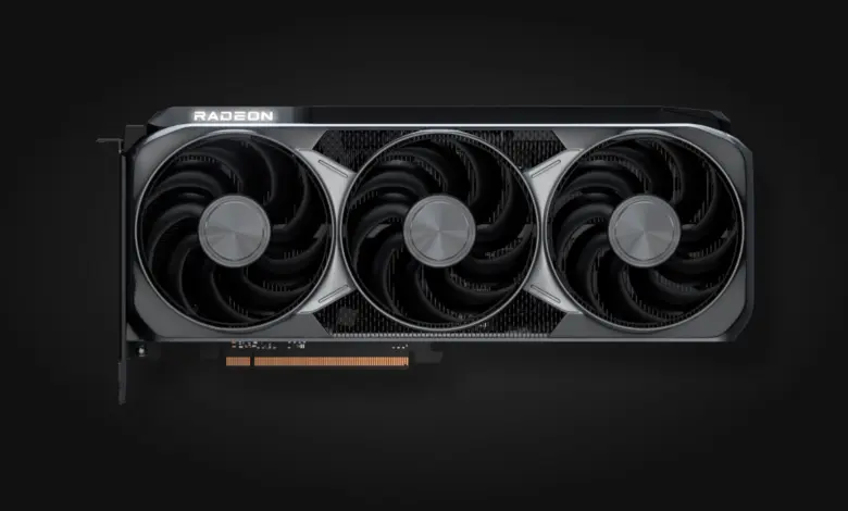 بطاقة الرسوميات AMD Radeon RX 9070 XT بثلاث مراوح