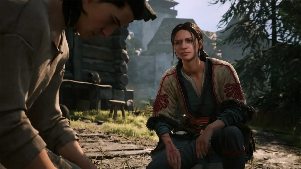 Coen مع إحدى الشخصيات في مشهد نهاري من The Blood of Dawnwalker