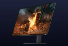شاشة Alienware AW3226Q بحجم 32 بوصة وعرض 4K من الزاوية