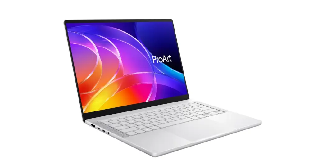 لابتوب ASUS ProArt P14 الأبيض بشاشة OLED مفتوحة