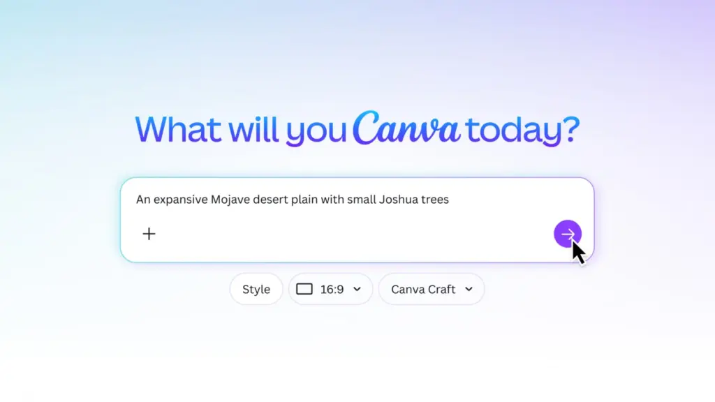 مربع الوصف في Dream Lab مع خيار Canva Craft