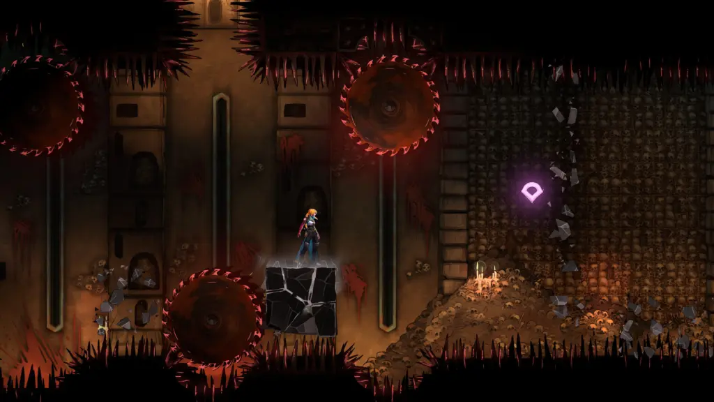 مرحلة مليئة بالمناشير والفخاخ في Castlevania: Belmont's Curse