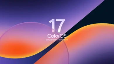 شعار ColorOS 17 على خلفية متدرجة بالبرتقالي والبنفسجي