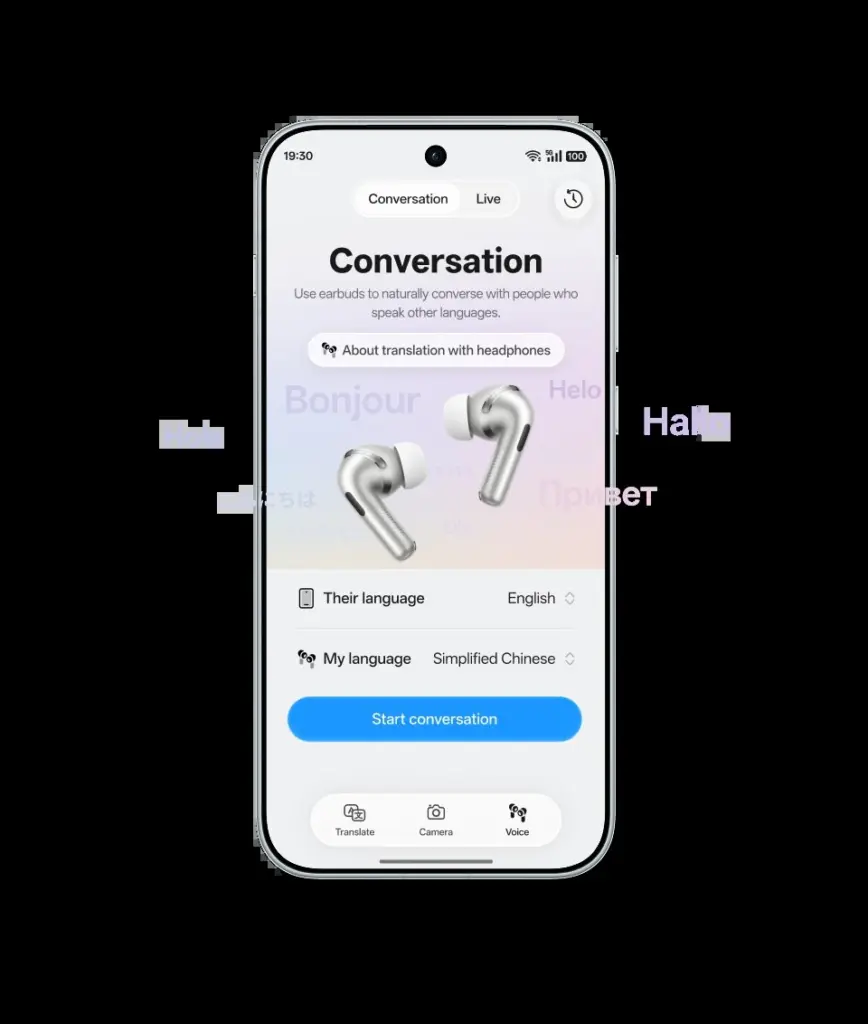 ترجمة محادثة فورية عبر سماعات في ColorOS 17