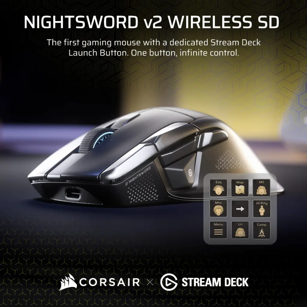 إعلان Corsair Nightsword V2 Wireless SD بزر Stream Deck