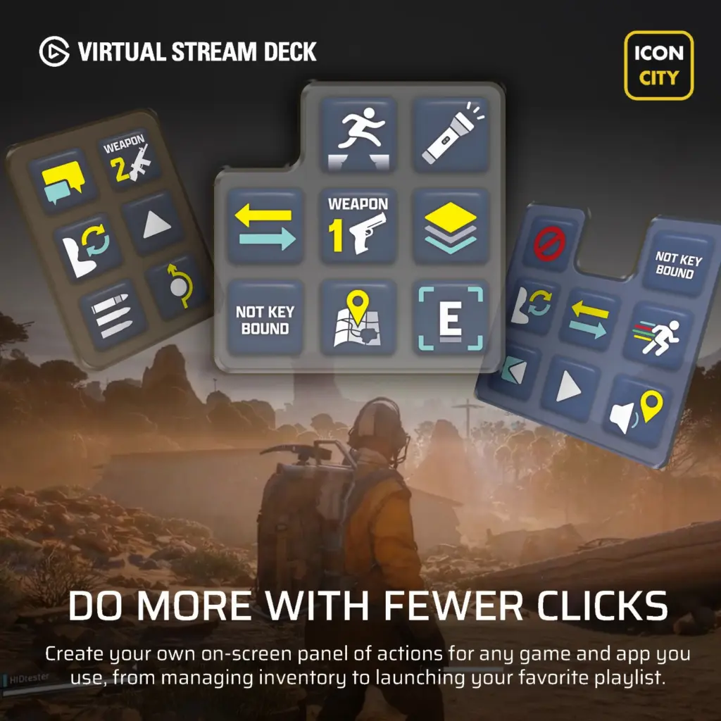 لوحة Stream Deck الافتراضية مع ماوس Corsair Nightsword V2