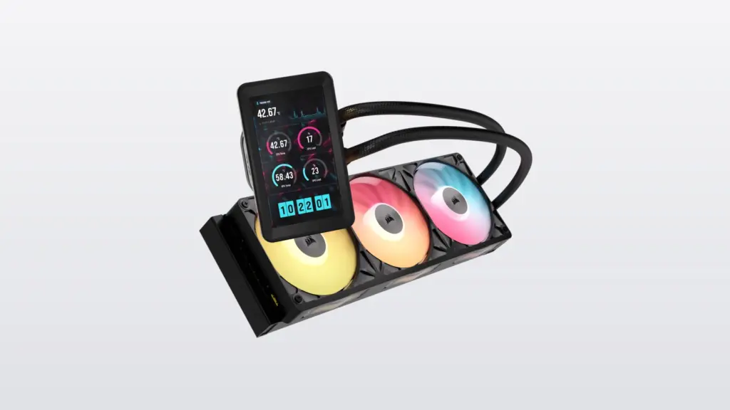 مبرّد Corsair iCUE LINK TITAN II 360 RX LCD الأسود بشاشته ومراوحه الملونة