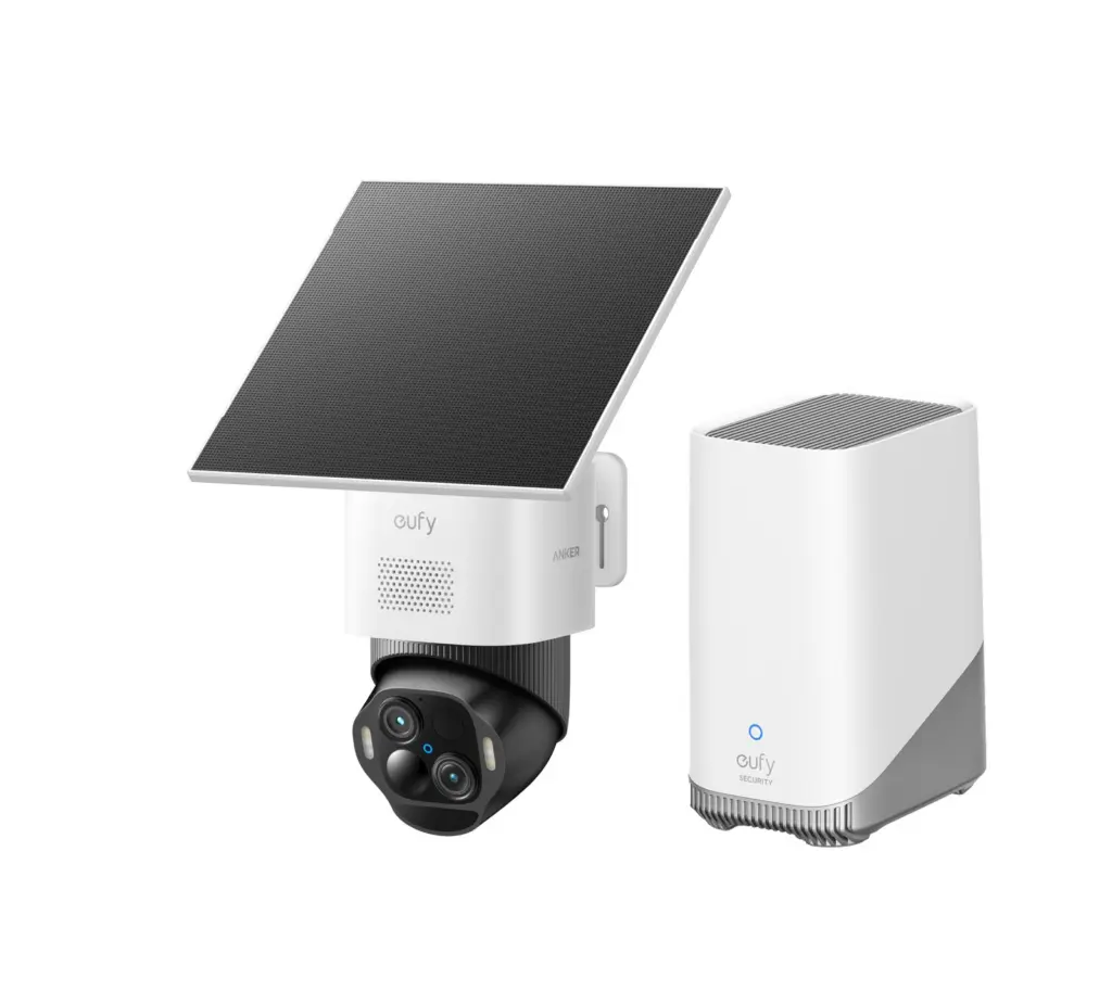 كاميرا SoloCam E50 بجانب محطة HomeBase S380