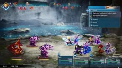 معركة بنمط HD-2D بين أبطال لعبة Final Fantasy Resonance ووحوش بنفسجية