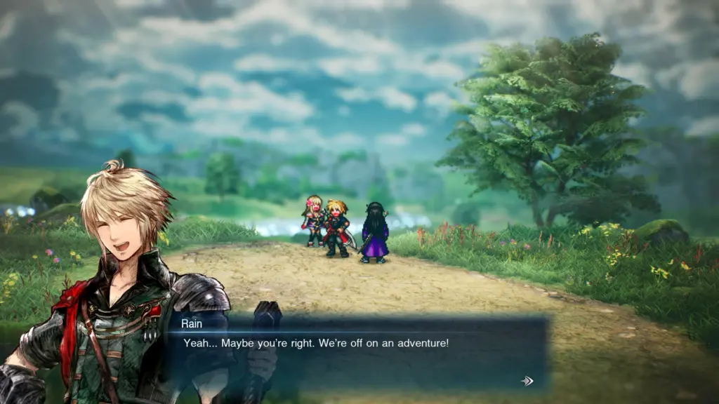راين في حوار على الطريق في Final Fantasy Resonance