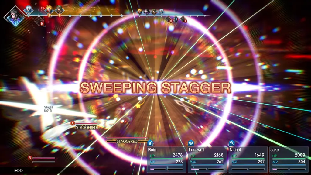 إطلاق هجوم Sweeping Stagger بعد كسر دفاع العدو في Final Fantasy Resonance