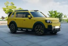 سيارة Freelander 8 الصفراء من الجانب الأمامي