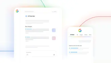 رسم لواجهة AI Overview ونتائج AI Mode في بحث Google