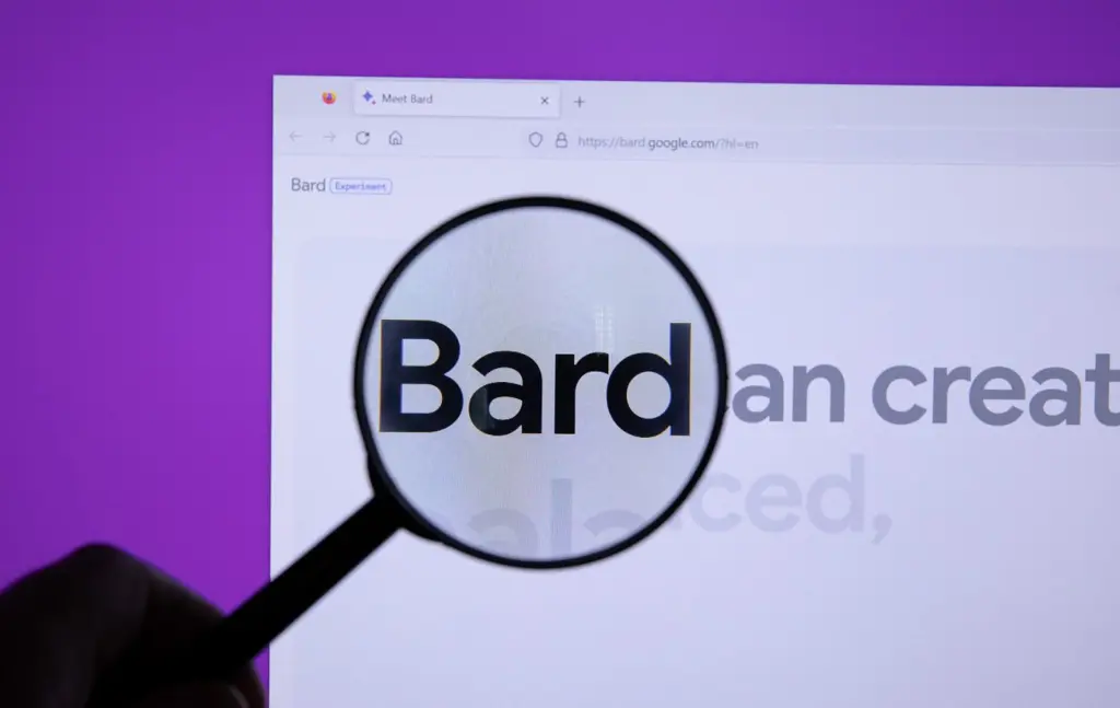 شاشة Bard من Google خلف عدسة مكبرة
