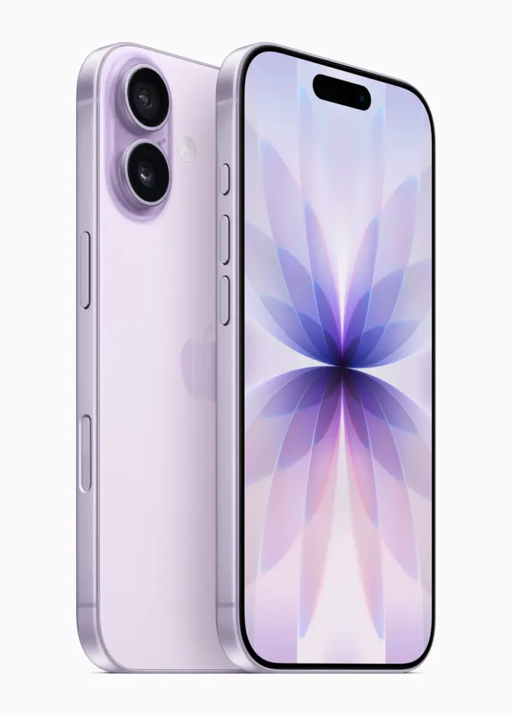 iPhone 17 باللون البنفسجي من الخلف والأمام