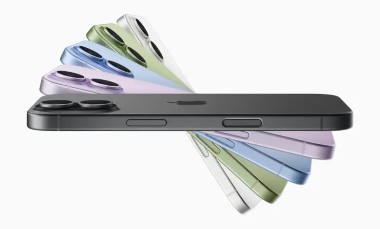 iPhone بألوان متعددة مصفوفة بوضع مائل