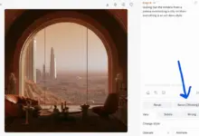 واجهة Midjourney Alpha وفيها زر Rerun (Thinking)
