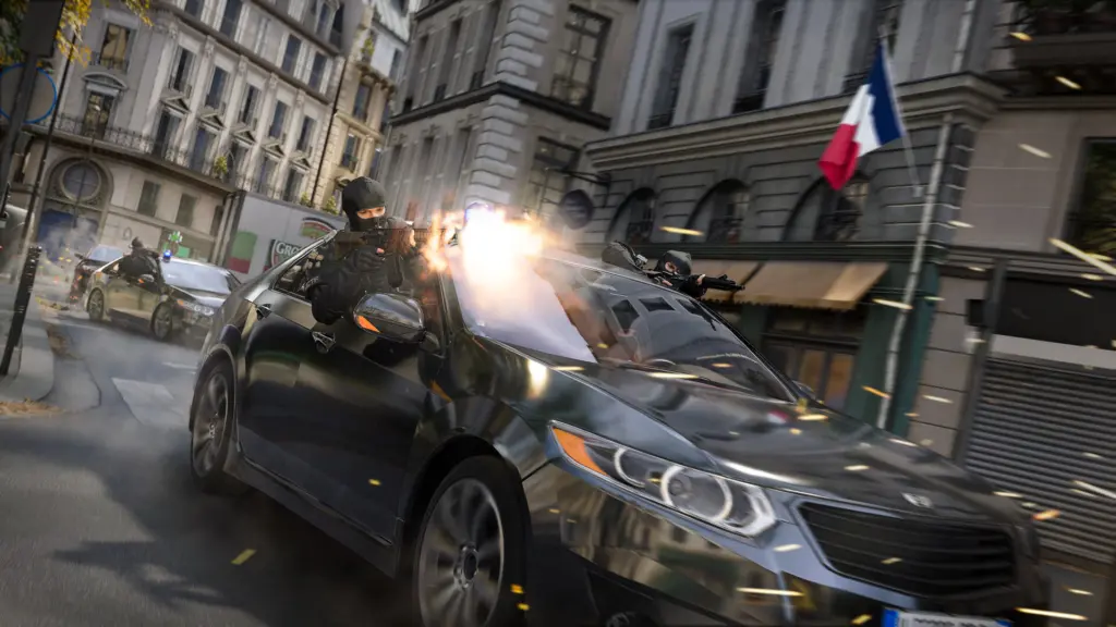 مطاردة بالسيارات في شارع أوروبي من حملة Modern Warfare 4