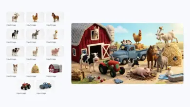 صور تجريبية من إعلان Google عن نموذج Nano Banana: مزرعة وحيوانات بصورة مرجعية متعددة