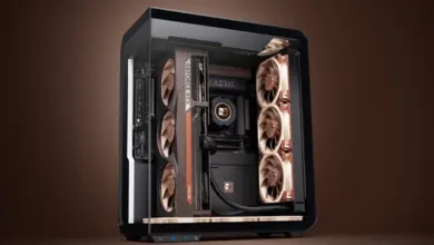 مبرد Noctua NL-LC1-36 السائل داخل علبة كمبيوتر بنافذة زجاجية