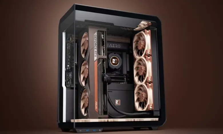 مبرد Noctua NL-LC1-36 السائل داخل علبة كمبيوتر بنافذة زجاجية