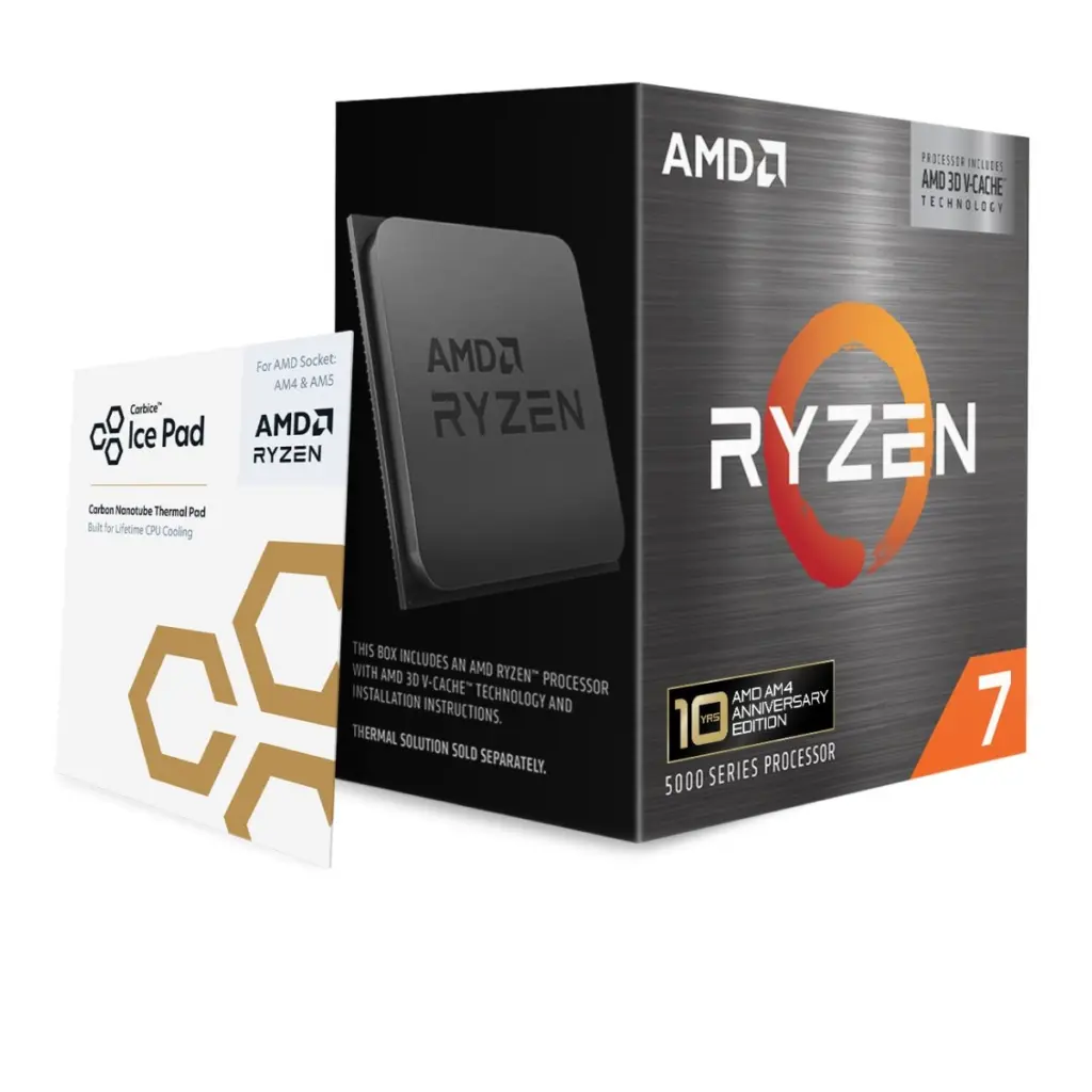 علبة Ryzen 7 5800X3D مع وسادة Carbice الحرارية