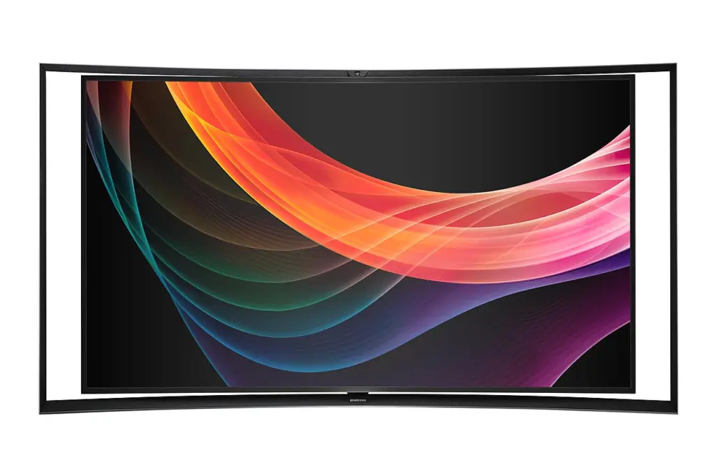 تلفزيون OLED منحنٍ من سامسونج يعرض خلفية ملونة