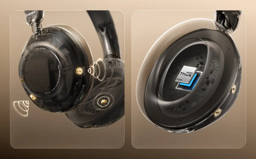 المكونات الداخلية والميكروفونات في Soundcore Space 2 Pro