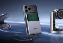 باور بانك UGREEN MagFlow Pro مع حامل الشحن والشاحن المطوي